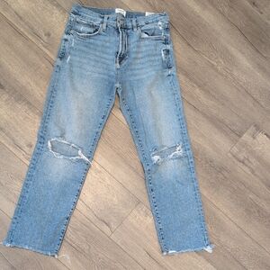 Kensie Light Blue Distressed Straight Leg Jeans